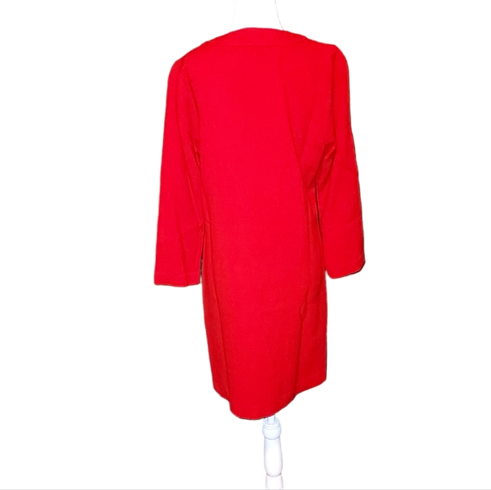 J.Crew M Red Wool Blend Pullover Overcoat Jacket Sweatshirt Long Sleeve Women's - Picture 3 of 3